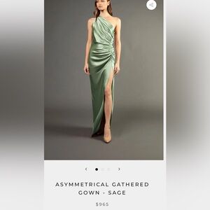 Asymmetrical Gathered Gown - Sage